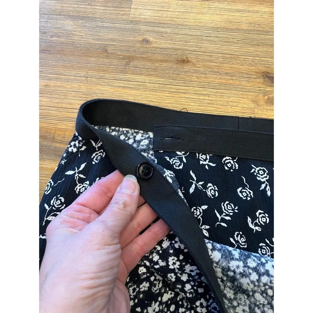 Rag & Bone Liv‎ Wrap Skirt Black Floral Asymmetrical Size 4 Boho Whimsy Goth